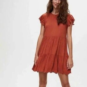 Aritzia Wilfred La Boheme Swing Maroon Dress
